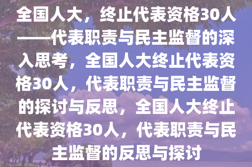 全国人大，终止代表资格30人——代表职责与民主监督的深入思考，全国人大终止代表资格30人，代表职责与民主监督的探讨与反思，全国人大终止代表资格30人，代表职责与民主监督的反思与探讨