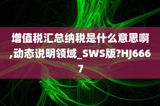 增值税汇总纳税是什么意思啊,动态说明领域_SWS版?HJ6667