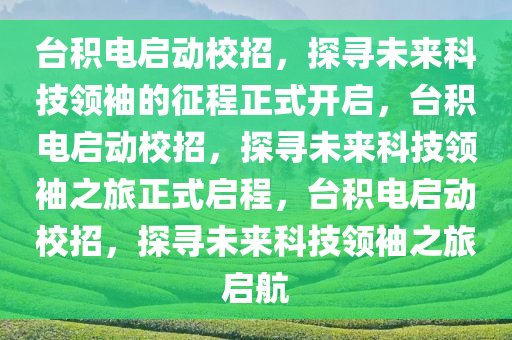 台积电启动校招，探寻未来科技领袖的征程正式开启，台积电启动校招，探寻未来科技领袖之旅正式启程