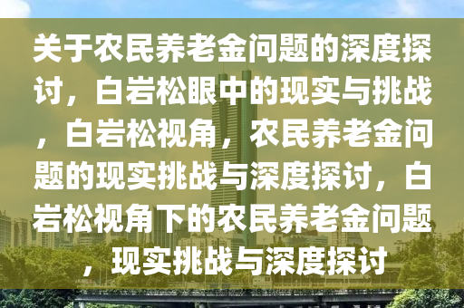 关于农民养老金问题的深度探讨，白岩松眼中的现实与挑战，白岩松视角，农民养老金问题的现实挑战与深度探讨，白岩松视角下的农民养老金问题，现实挑战与深度探讨