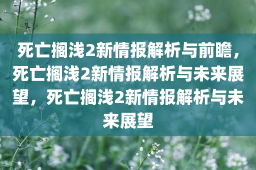 死亡搁浅2新情报解析与前瞻，死亡搁浅2新情报解析与未来展望，死亡搁浅2新情报解析与未来展望