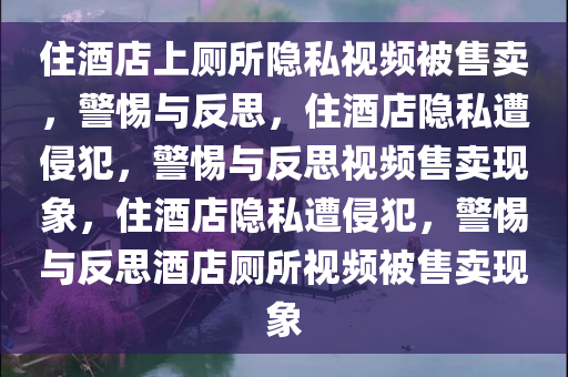 住酒店上厕所隐私视频被售卖，警惕与反思，住酒店隐私遭侵犯，警惕与反思视频售卖现象，住酒店隐私遭侵犯，警惕与反思酒店厕所视频被售卖现象