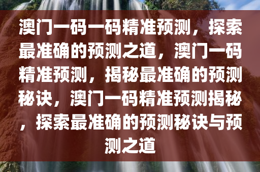 澳门一码一码精准预测，探索最准确的预测之道，澳门一码精准预测，揭秘最准确的预测秘诀，澳门一码精准预测揭秘，探索最准确的预测秘诀与预测之道