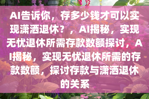 AI告诉你，存多少钱才可以实现潇洒退休？，AI揭秘，实现无忧退休所需存款数额探讨，AI揭秘，实现无忧退休所需的存款数额，探讨存款与潇洒退休的关系