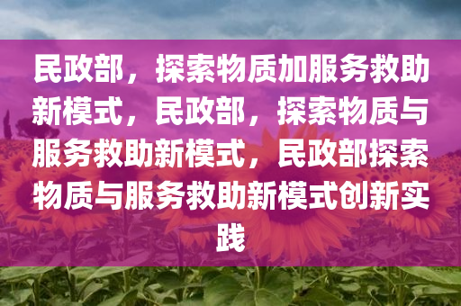 民政部，探索物质加服务救助新模式，民政部，探索物质与服务救助新模式，民政部探索物质与服务救助新模式创新实践