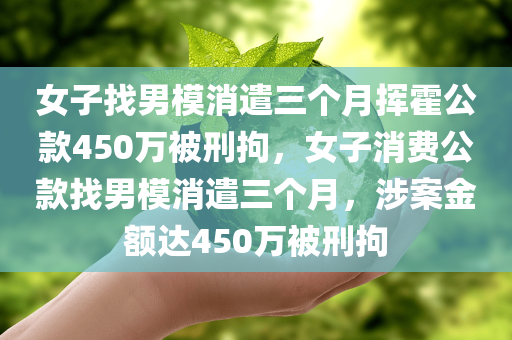 女子找男模消遣三个月挥霍公款450万被刑拘，女子消费公款找男模消遣三个月，涉案金额达450万被刑拘