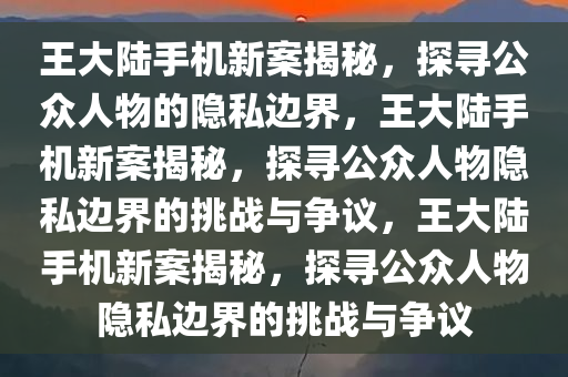 王大陆手机新案揭秘，探寻公众人物的隐私边界，王大陆手机新案揭秘，探寻公众人物隐私边界的挑战与争议，王大陆手机新案揭秘，探寻公众人物隐私边界的挑战与争议