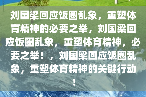 刘国梁回应饭圈乱象，重塑体育精神的必要之举，刘国梁回应饭圈乱象，重塑体育精神，必要之举！，刘国梁回应饭圈乱象，重塑体育精神的关键行动！