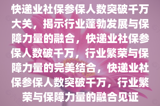 快递业社保参保人数突破千万大关，揭示行业蓬勃发展与保障力量的融合，快递业社保参保人数破千万，行业繁荣与保障力量的完美结合，快递业社保参保人数突破千万，行业繁荣与保障力量的融合见证