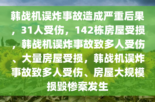 韩战机误炸事故造成严重后果，31人受伤，142栋房屋受损，韩战机误炸事故致多人受伤、大量房屋受损