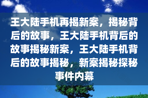 王大陆手机再揭新案，揭秘背后的故事，王大陆手机背后的故事揭秘新案，王大陆手机背后的故事揭秘，新案揭秘探秘事件内幕