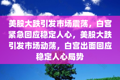 美股大跌引发市场震荡，白宫紧急回应稳定人心，美股大跌引发市场动荡，白宫出面回应稳定人心局势