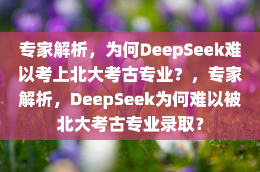 专家解析，为何DeepSeek难以考上北大考古专业？，专家解析，DeepSeek为何难以被北大考古专业录取？