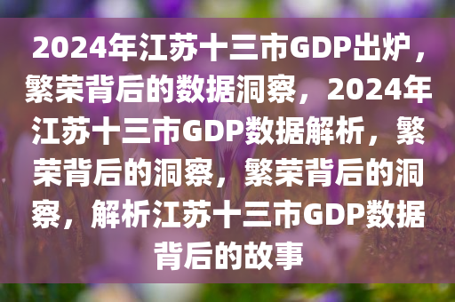 2024年江苏十三市GDP出炉，繁荣背后的数据洞察，2024年江苏十三市GDP数据解析，繁荣背后的洞察，繁荣背后的洞察，解析江苏十三市GDP数据背后的故事