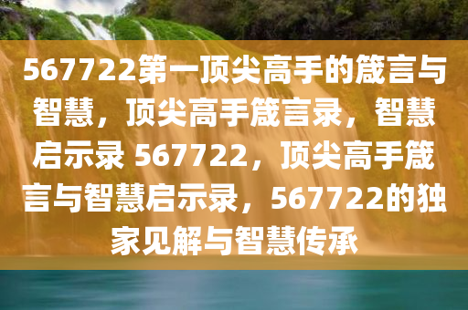 567722第一顶尖高手的箴言与智慧，顶尖高手箴言录，智慧启示录 567722，顶尖高手箴言与智慧启示录，567722的独家见解与智慧传承