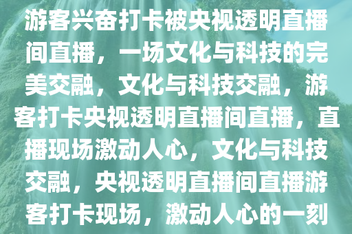 游客兴奋打卡被央视透明直播间直播，一场文化与科技的完美交融，文化与科技交融，游客打卡央视透明直播间直播，直播现场激动人心，文化与科技交融，央视透明直播间直播游客打卡现场，激动人心的一刻