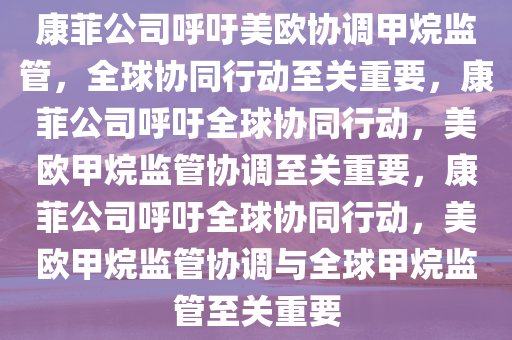 康菲公司呼吁美欧协调甲烷监管，全球协同行动至关重要，康菲公司呼吁全球协同行动，美欧甲烷监管协调至关重要，康菲公司呼吁全球协同行动，美欧甲烷监管协调与全球甲烷监管至关重要