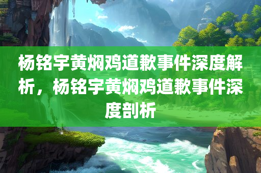 杨铭宇黄焖鸡道歉事件深度解析，杨铭宇黄焖鸡道歉事件深度剖析