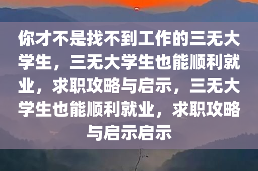 你才不是找不到工作的三无大学生，三无大学生也能顺利就业，求职攻略与启示，三无大学生也能顺利就业，求职攻略与启示启示