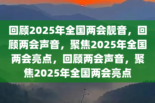 回顾2025年全国两会靓音，回顾两会声音，聚焦2025年全国两会亮点