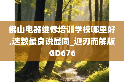 佛山电器维修培训学校哪里好,选数最良说最同_迎刃而解版GD676