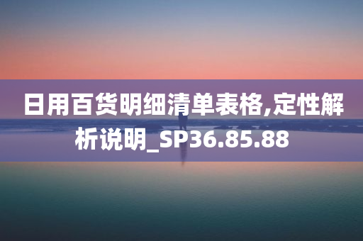 日用百货明细清单表格,定性解析说明_SP36.85.88