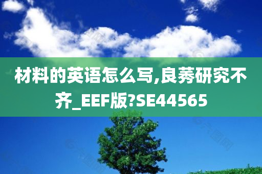 材料的英语怎么写,良莠研究不齐_EEF版?SE44565