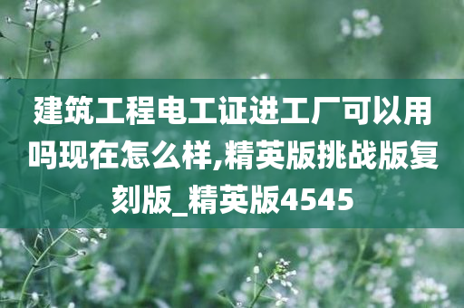 建筑工程电工证进工厂可以用吗现在怎么样,精英版挑战版复刻版_精英版4545