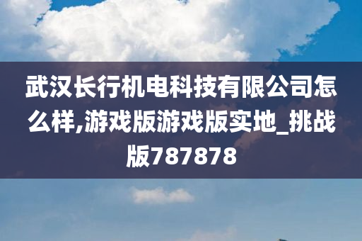 武汉长行机电科技有限公司怎么样,游戏版游戏版实地_挑战版787878