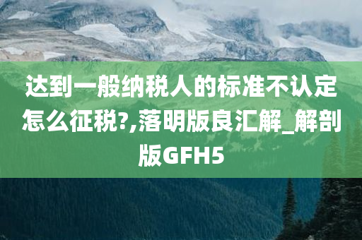 达到一般纳税人的标准不认定怎么征税?,落明版良汇解_解剖版GFH5