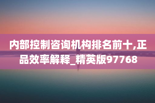 内部控制咨询机构排名前十,正品效率解释_精英版97768