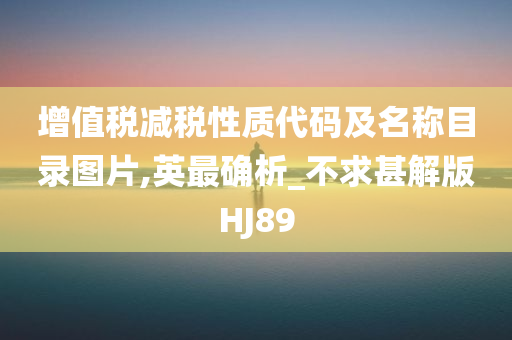 增值税减税性质代码及名称目录图片,英最确析_不求甚解版HJ89