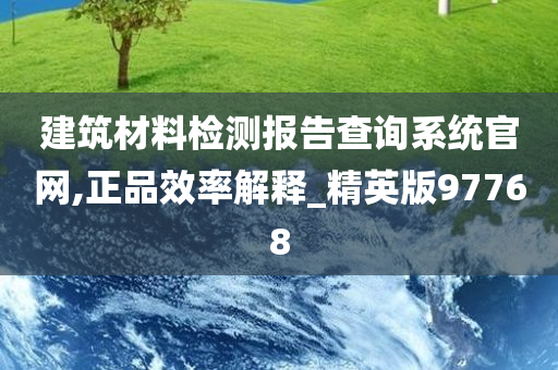 建筑材料检测报告查询系统官网,正品效率解释_精英版97768