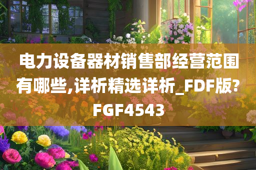 电力设备器材销售部经营范围有哪些,详析精选详析_FDF版?FGF4543