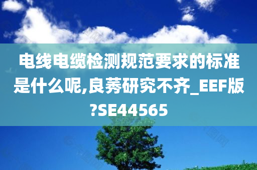 电线电缆检测规范要求的标准是什么呢,良莠研究不齐_EEF版?SE44565