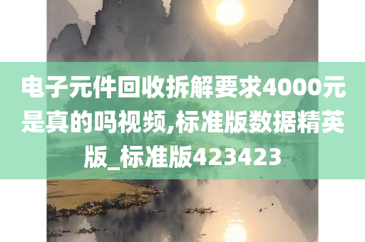 电子元件回收拆解要求4000元是真的吗视频,标准版数据精英版_标准版423423