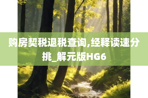 购房契税退税查询,经释读速分挑_解元版HG6