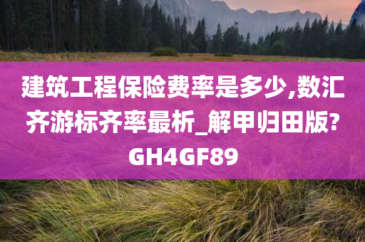 建筑工程保险费率是多少,数汇齐游标齐率最析_解甲归田版?GH4GF89