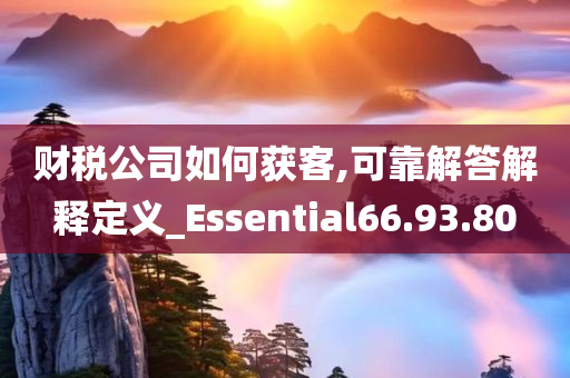 财税公司如何获客,可靠解答解释定义_Essential66.93.80