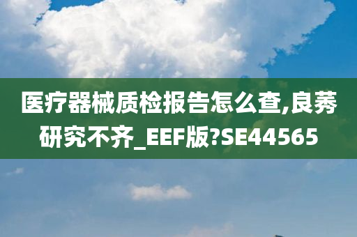 医疗器械质检报告怎么查,良莠研究不齐_EEF版?SE44565