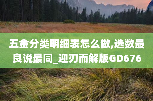 五金分类明细表怎么做,选数最良说最同_迎刃而解版GD676