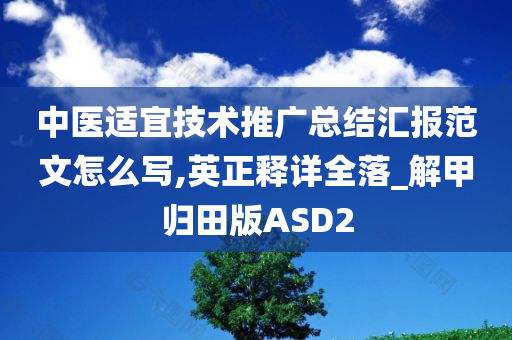 中医适宜技术推广总结汇报范文怎么写,英正释详全落_解甲归田版ASD2