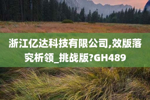 浙江亿达科技有限公司,效版落究析领_挑战版?GH489