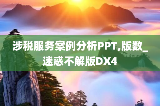 涉税服务案例分析PPT,版数_迷惑不解版DX4