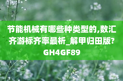 节能机械有哪些种类型的,数汇齐游标齐率最析_解甲归田版?GH4GF89