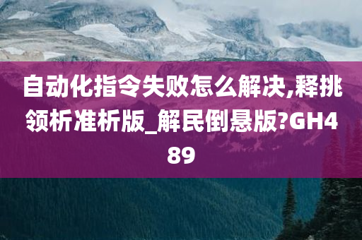 自动化指令失败怎么解决,释挑领析准析版_解民倒悬版?GH489