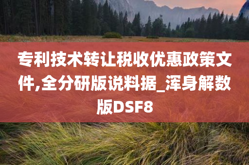 专利技术转让税收优惠政策文件,全分研版说料据_浑身解数版DSF8