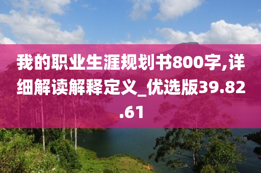 我的职业生涯规划书800字,详细解读解释定义_优选版39.82.61