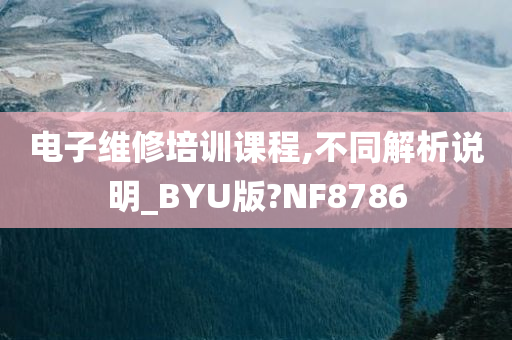 电子维修培训课程,不同解析说明_BYU版?NF8786