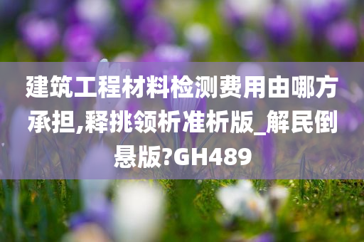 建筑工程材料检测费用由哪方承担,释挑领析准析版_解民倒悬版?GH489